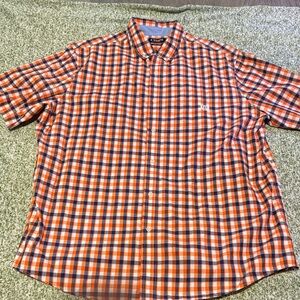 Chaps Vibrant Orange and Blue Plaid Shirt